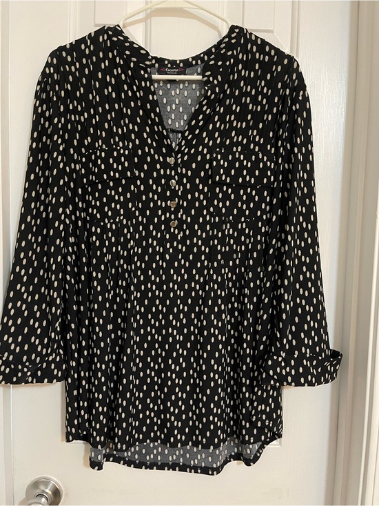 Cocomo Tops - Cocomo Black Tunic with White Dot Print